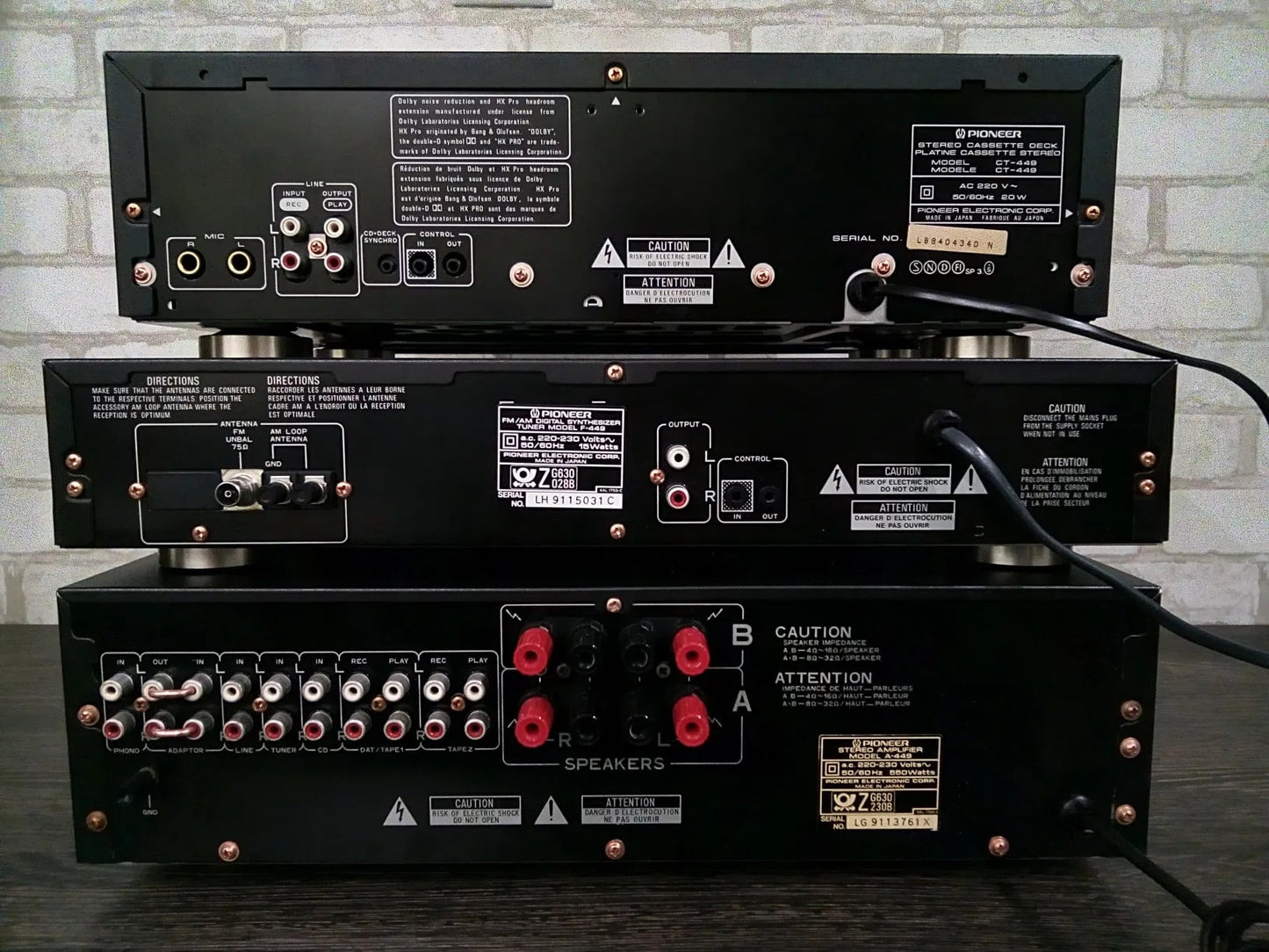 Pioneer A-449 / F-449 / CT-449 Rare Vintage Cassette Deck Warranty Set Serviced