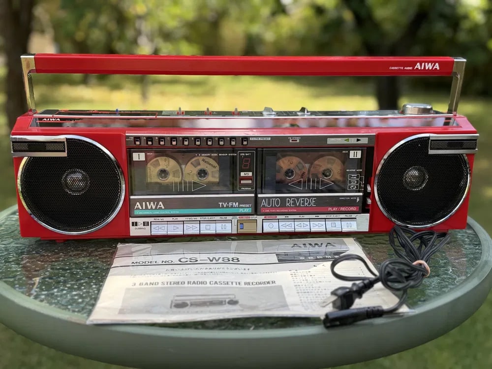AIWA CS-W88 Rare Vintage Boombox Fully Working Double Cassette Japan