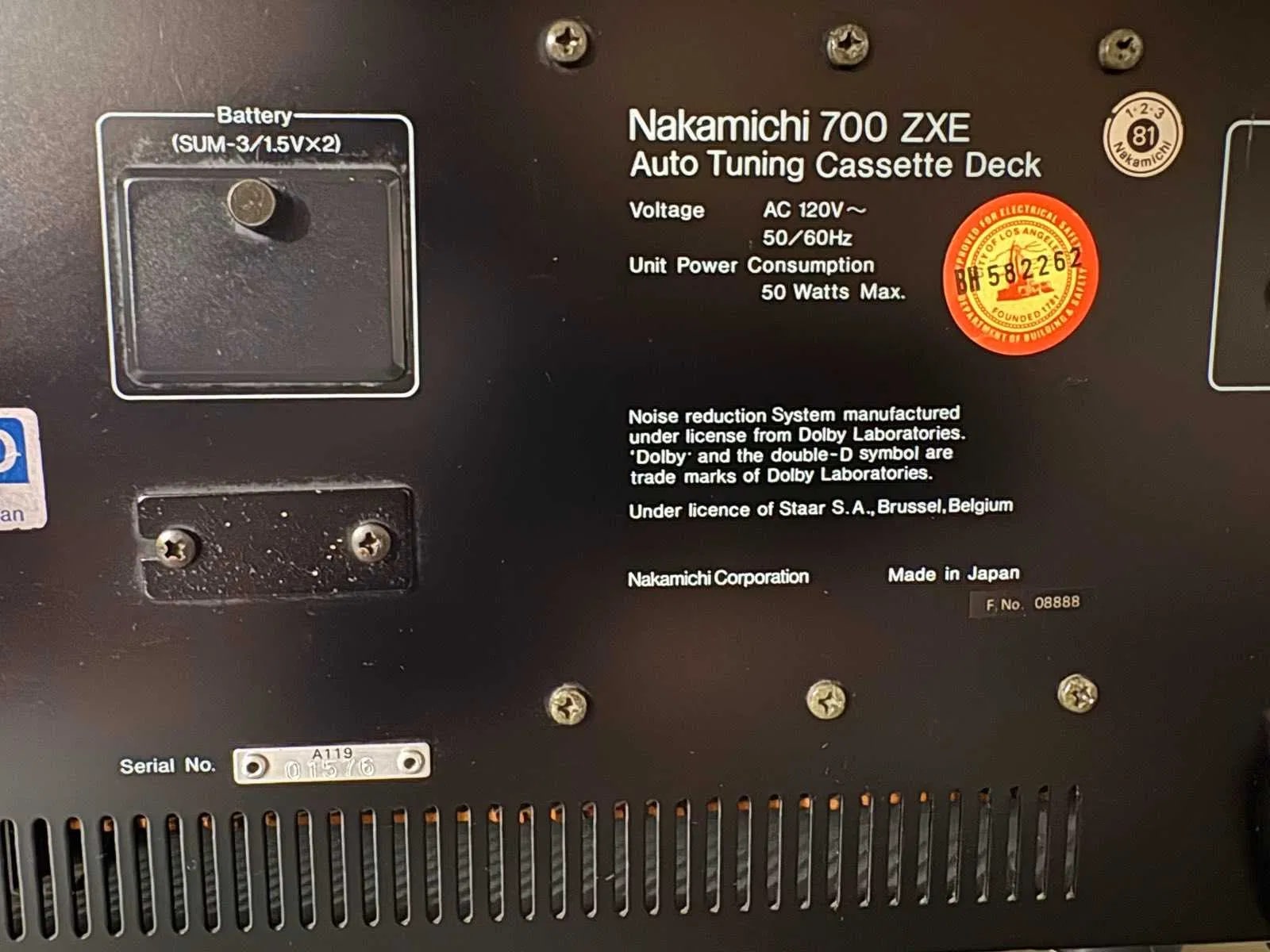 Nakamichi 700ZXE Rare Vintage Cassette Deck Serviced 3-Head 100 Days Warranty