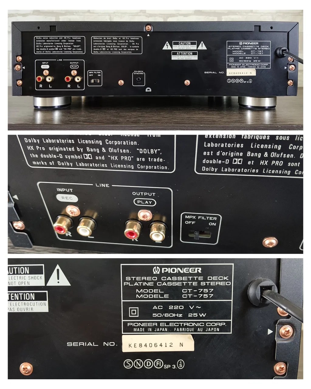 Pioneer CT-757 Rare Vintage Cassette Deck Dolby HX-Pro 3-Head Warranty