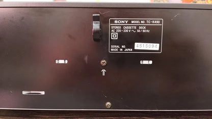 Sony TC-K490 Rare Vintage 3-Head Stereo Cassette Deck Serviced Working
