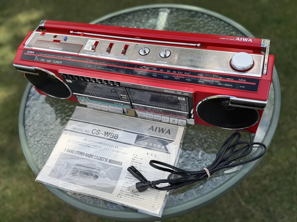 AIWA CS-W88 Rare Vintage Boombox Fully Working Double Cassette Japan
