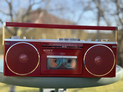 Sony CFS-6 Rare Vintage MINT Red Slim Cassette Boombox Tested Serviced
