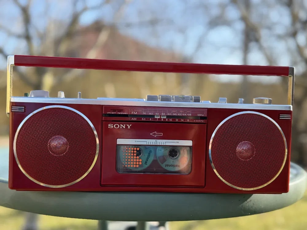 Sony CFS-6 Rare Vintage MINT Red Slim Cassette Boombox Warranty Tested Serviced