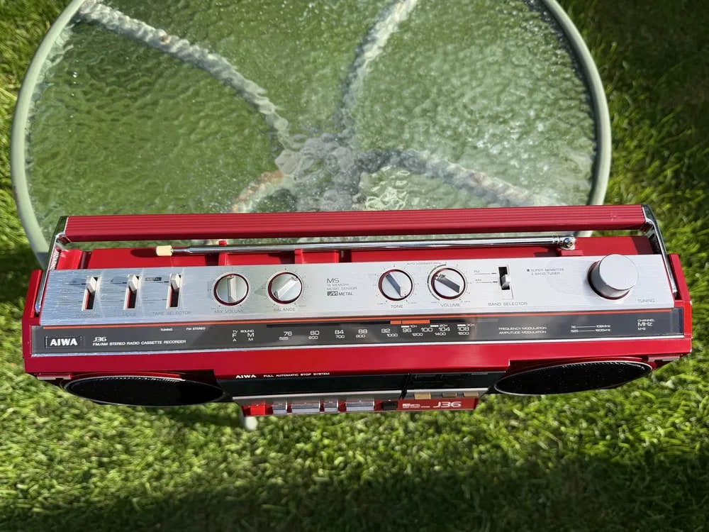 AIWA J36 Rare Vintage Mint Boombox Getto blaster Warranty Tested Metallic Finish
