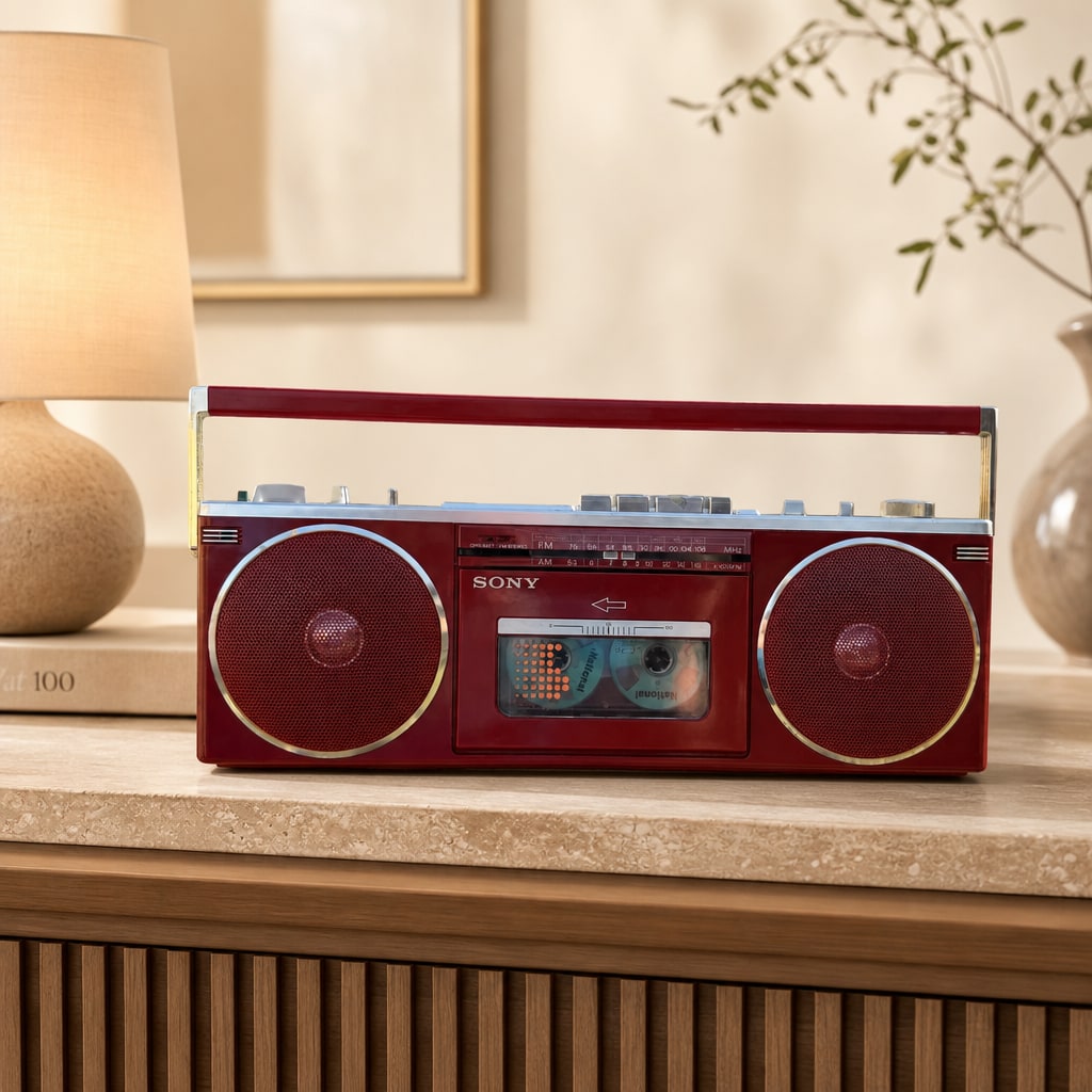 Sony CFS-6 Rare Vintage MINT Red Slim Cassette Boombox Warranty Tested Serviced