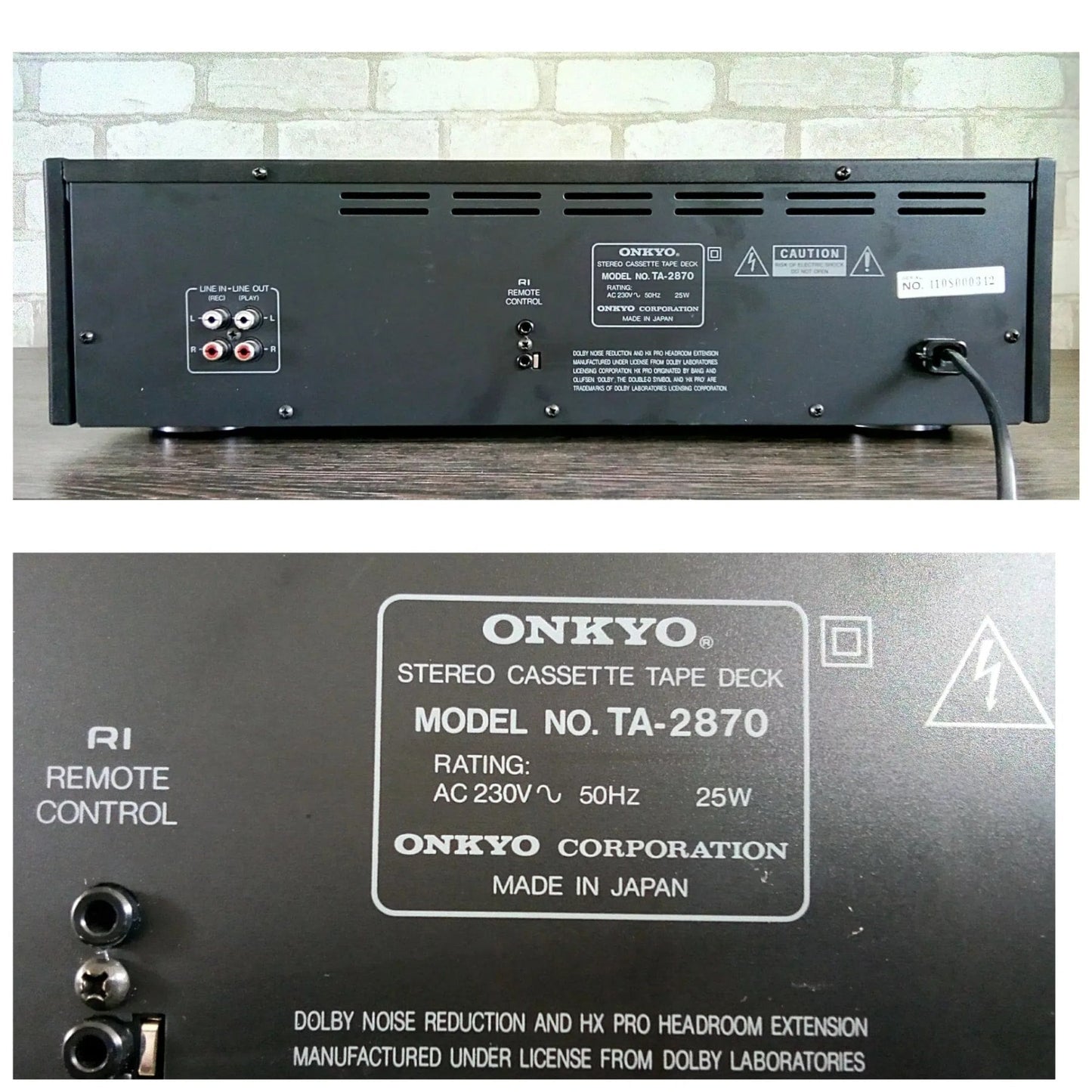 Onkyo Integra TA-2870 Rare Vintage Cassette Deck Serviced Warranty Serviced