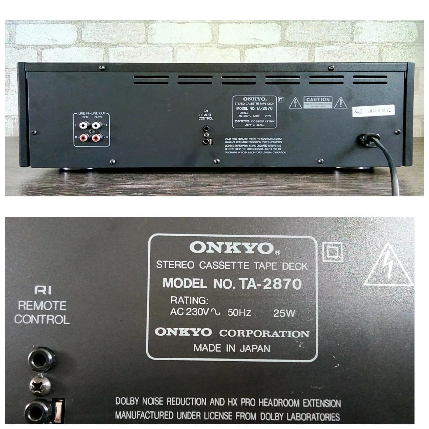 Onkyo Integra TA-2870 Rare Vintage Cassette Deck Serviced Warranty Serviced
