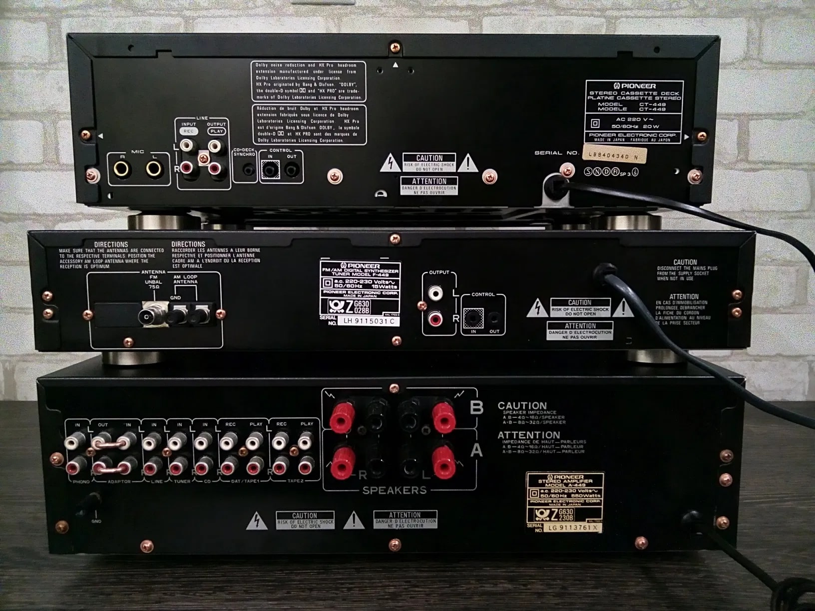 Pioneer A-449 / F-449 / CT-449  Rare Vintage Cassette Deck Warranty Set Serviced