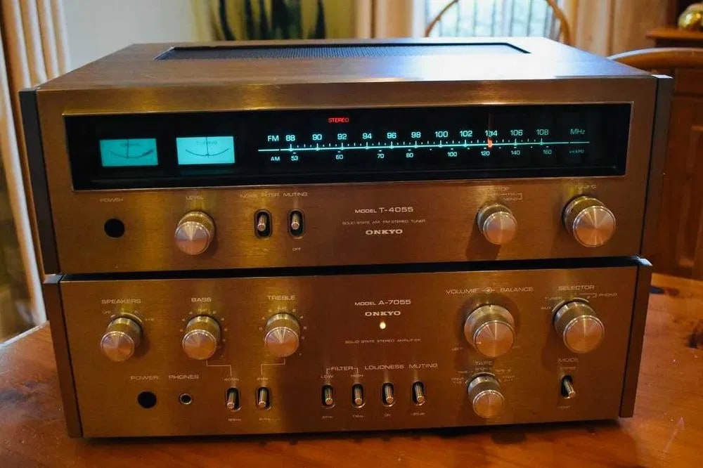 Onkyo A-7055 + T-4055 Rare Vintage Mint Amplifier Tuner Set Serviced Warranty