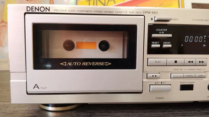 Denon DRW-660 Rare Vintage Double Cassette Deck Serviced Working Remote