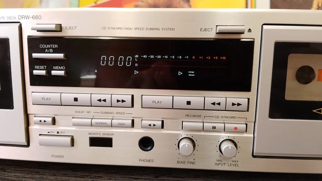 Denon DRW-660 Rare Vintage Double Cassette Deck Serviced Working Remote
