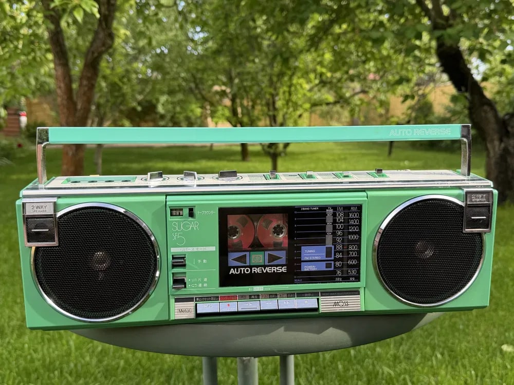 TOSHIBA RT-SF5 Rare Green Vintage Japan Boombox Getto Blaster Warranty