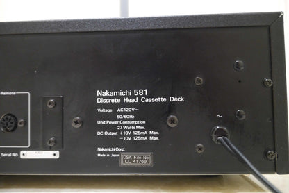 Nakamichi 581 Rare Vintage Cassette Deck Serviced Tested 3-Head Hi-Fi