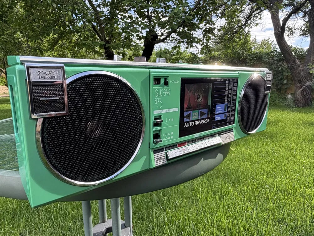 TOSHIBA RT-SF5 Rare Green Vintage Japan Boombox Getto Blaster Warranty