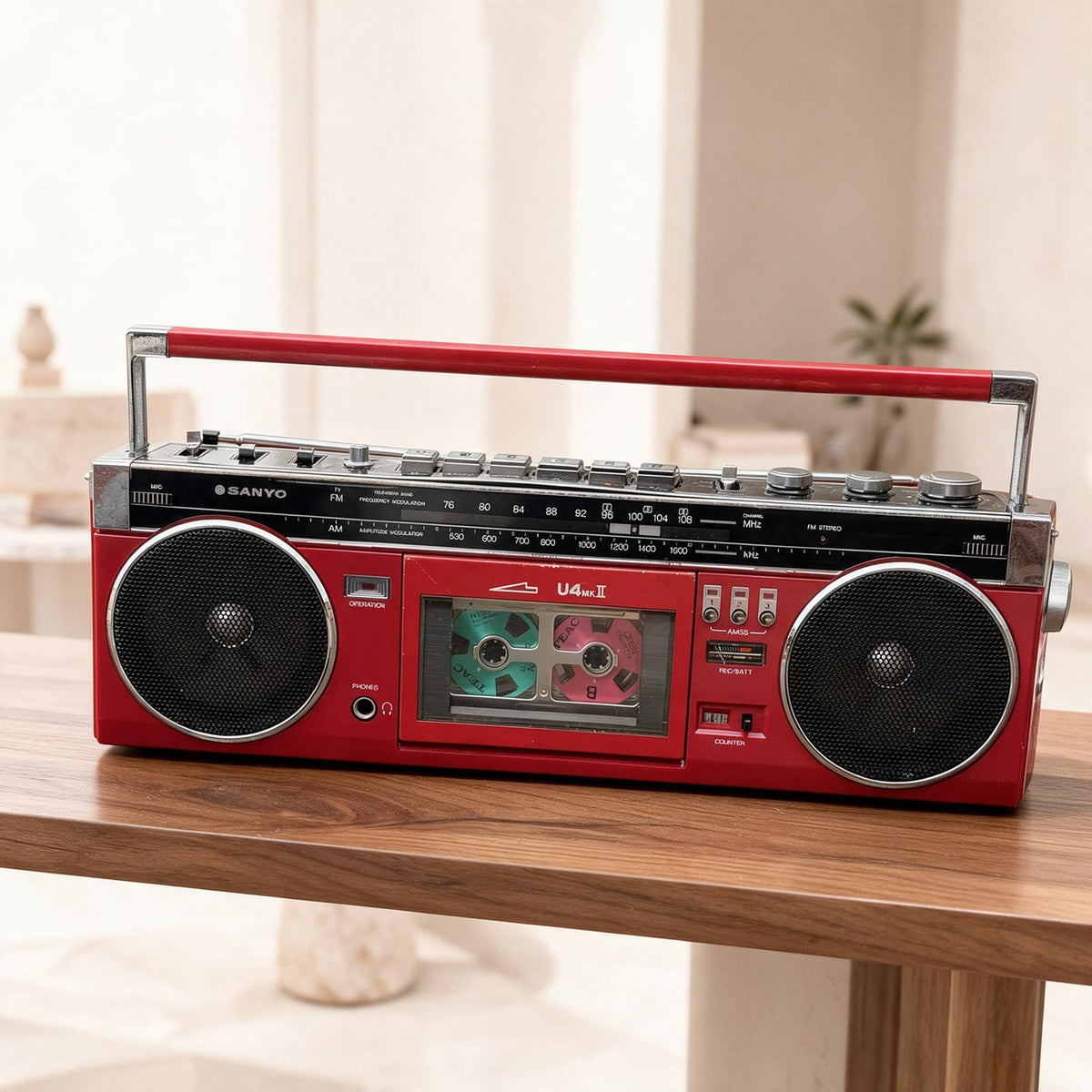 Sanyo MR-U4mkII Rare Vintage Stereo Boombox Cassette Radio Player