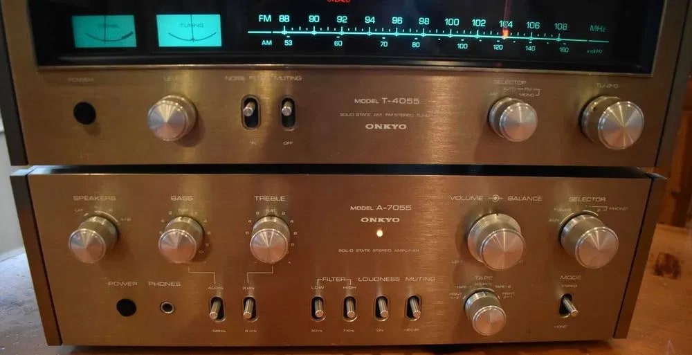Onkyo A-7055 + T-4055 Rare Vintage Mint Amplifier Tuner Set Serviced Warranty