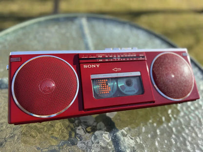 Sony CFS-6 Rare Vintage MINT Red Slim Cassette Boombox Tested Serviced