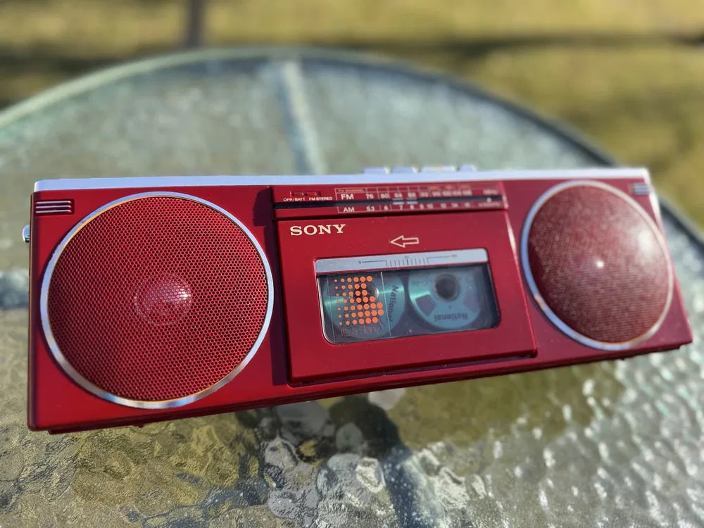 Sony CFS-6 Rare Vintage MINT Red Slim Cassette Boombox Warranty Tested Serviced