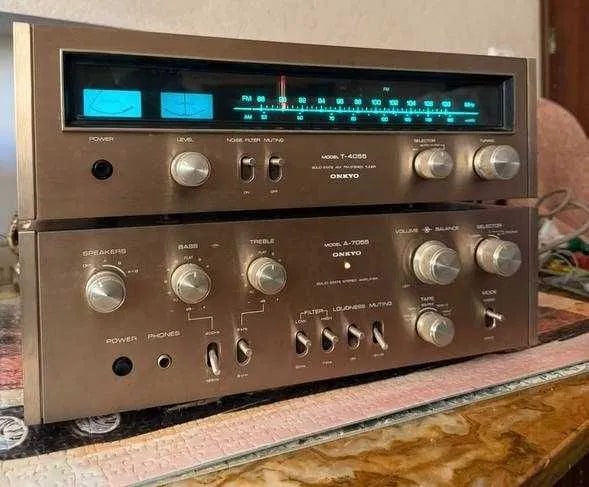 Onkyo A-7055 + T-4055 Rare Vintage Mint Amplifier Tuner Set Serviced Warranty
