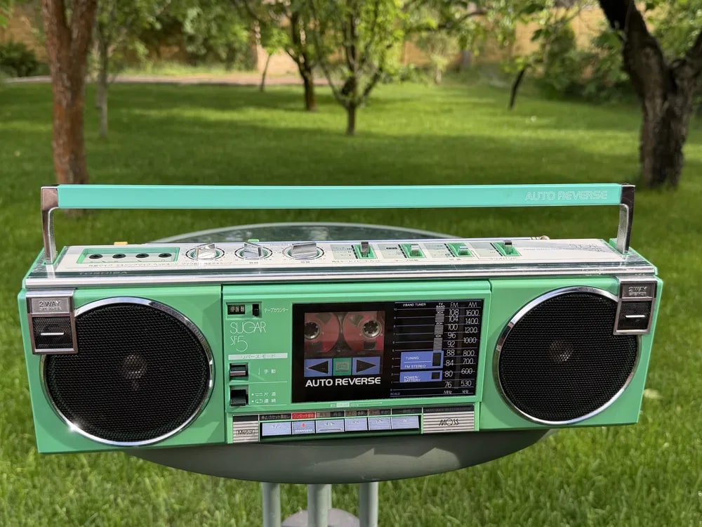 TOSHIBA RT-SF5 Rare Green Vintage Japan Boombox Getto Blaster Warranty