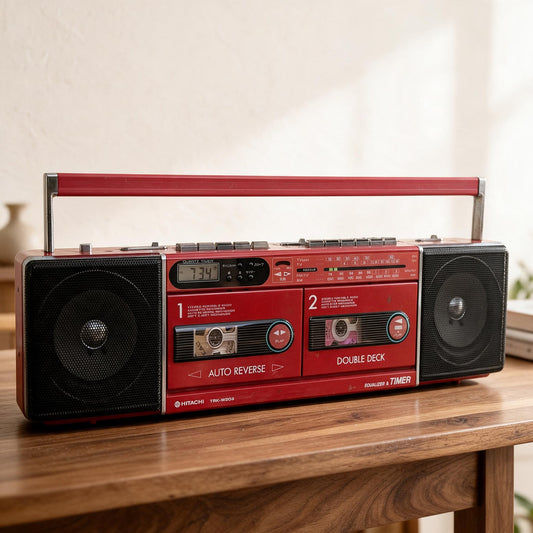 Hitachi TRK-W203 Rare Vintage Boombox Serviced Double Cassette Recorder