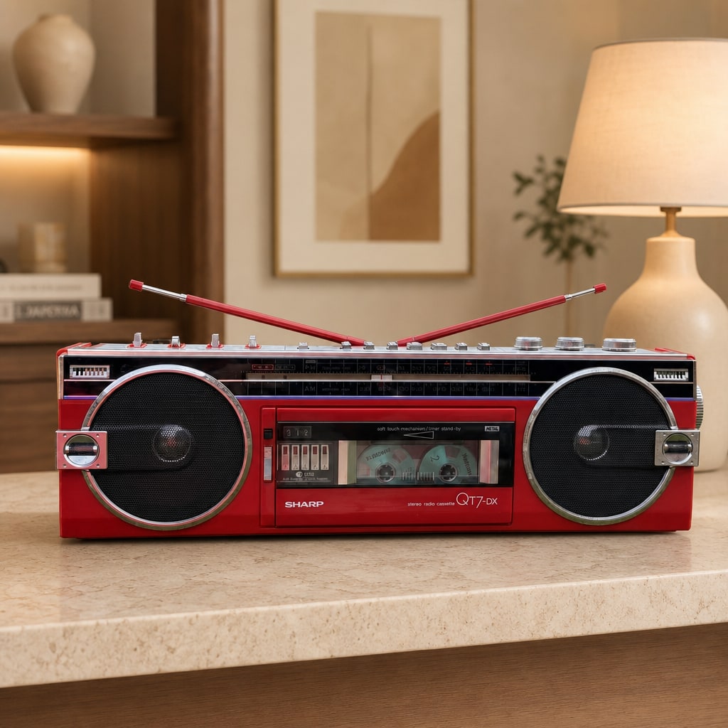 SHARP QT-7DX(R) Rare Vintage Cassette Boombox Getto blaster Serviced Warranty