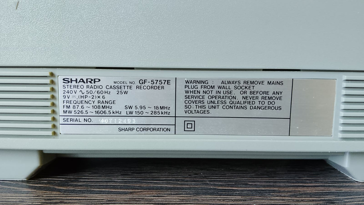 Sharp GF-5757 Rare Vintage  Boombox Cassette Ghetto blaster Serviced Warranty
