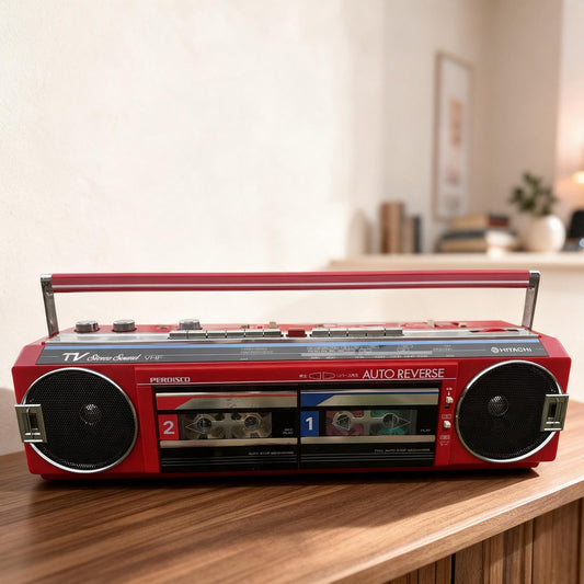 Hitachi TRK-W404 Rare Vintage Stereo Cassette Boombox Tape Recorder