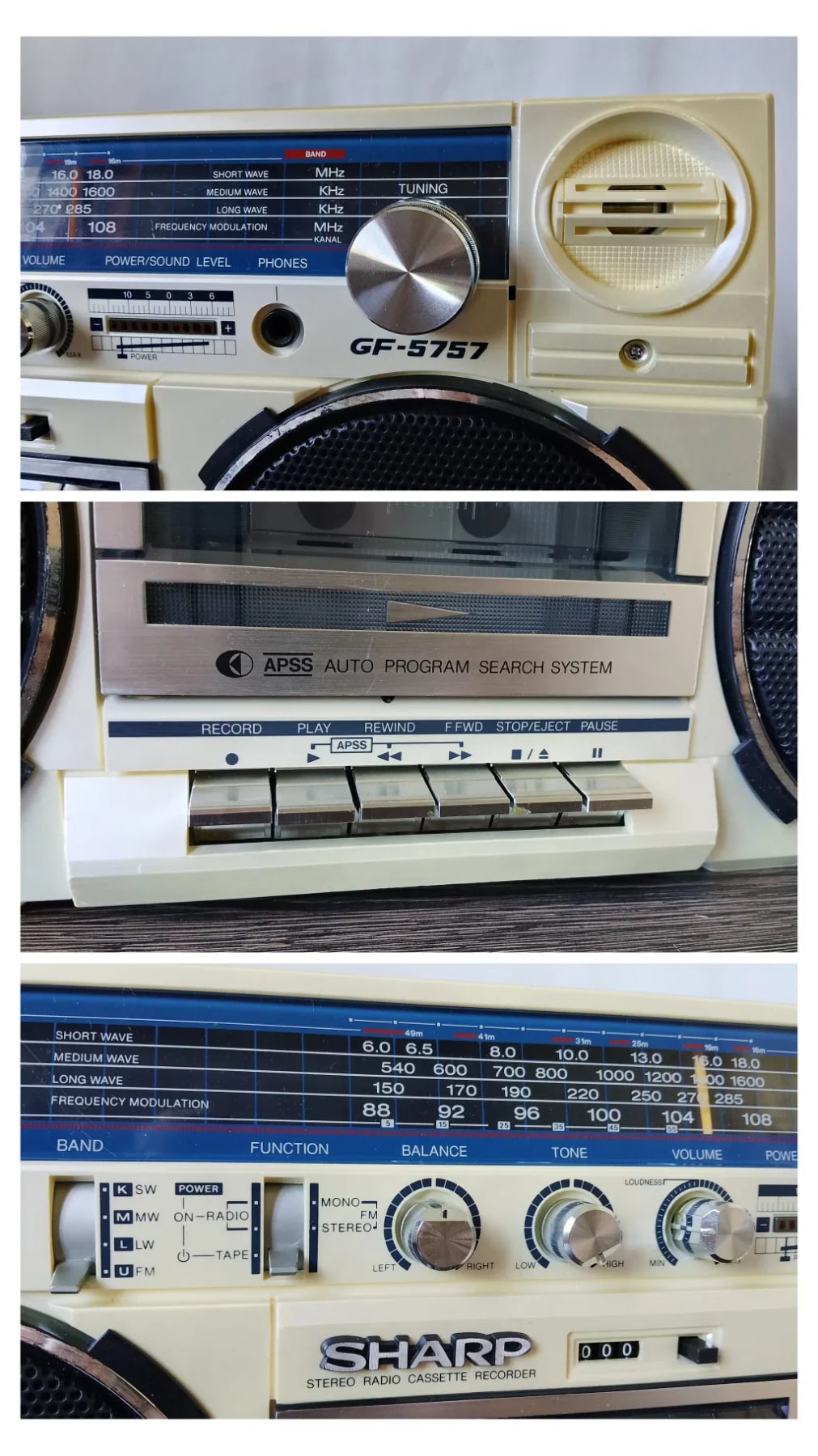 Sharp GF-5757 Rare Vintage  Boombox Cassette Ghetto blaster Serviced Warranty