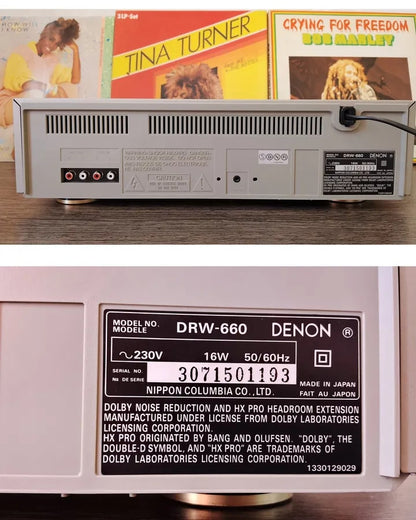 Denon DRW-660 Rare Vintage Double Cassette Deck Serviced Tested Remote