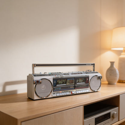 Sanyo MR-WV2(W) Rare Vintage Boombox Working Stereo Radio Cassette