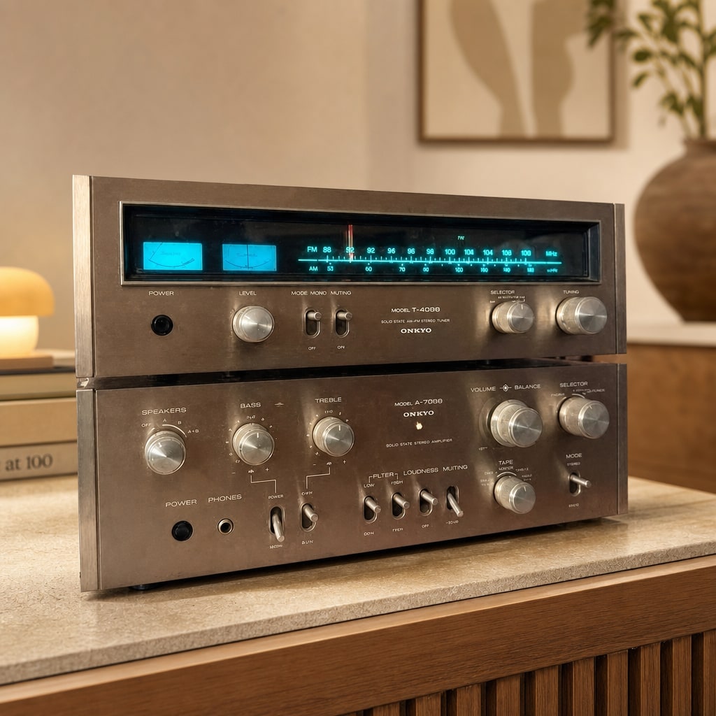Onkyo A-7055 + T-4055 Rare Vintage Mint Amplifier Tuner Set Serviced Warranty