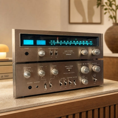 Onkyo A-7055 + T-4055 Rare Vintage Mint Amplifier Tuner Set Serviced Warranty