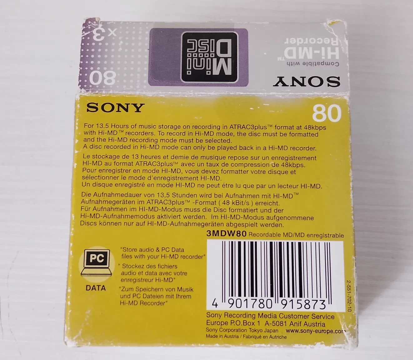 Sony Hi-MD 80 Rare Vintage MiniDisc 80 Min 3 Pack Warranty