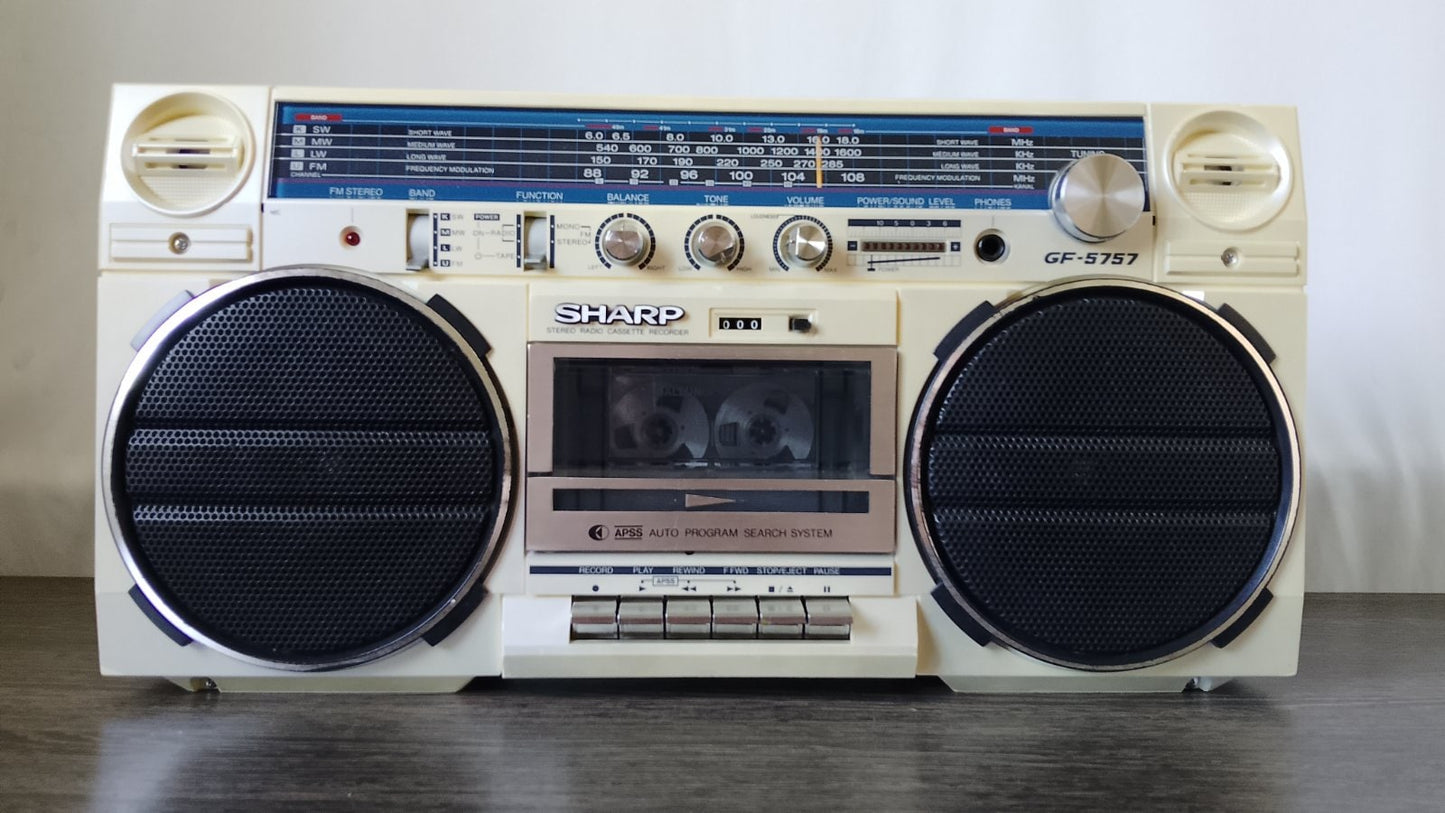 Sharp GF-5757 Rare Vintage  Boombox Cassette Ghetto blaster Serviced Warranty