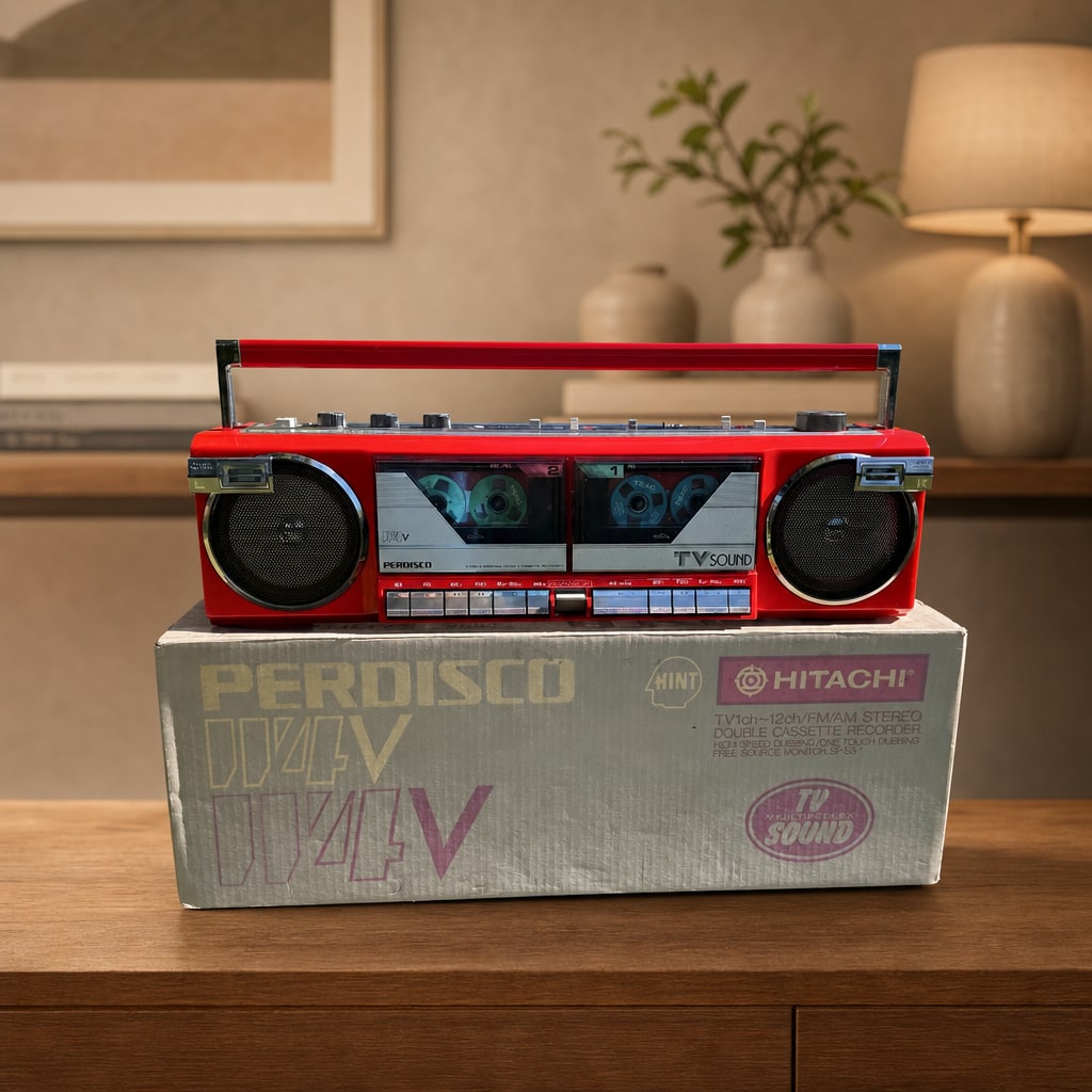 Hitachi W4V Rare Vintage MINT Cassette Boombox Warranty Tested Red +original Box
