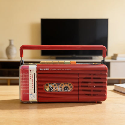 Sharp QT-M10(R) Rare Vintage Boombox Stereo Cassette Radio Player