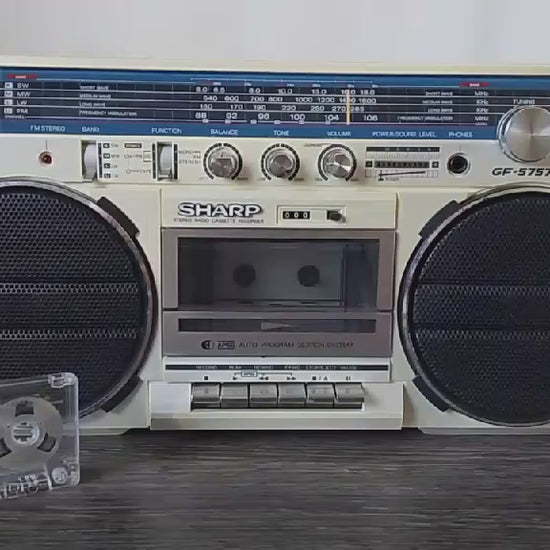 Sharp GF-5757 Rare Vintage  Boombox Cassette Ghetto blaster Serviced Warranty