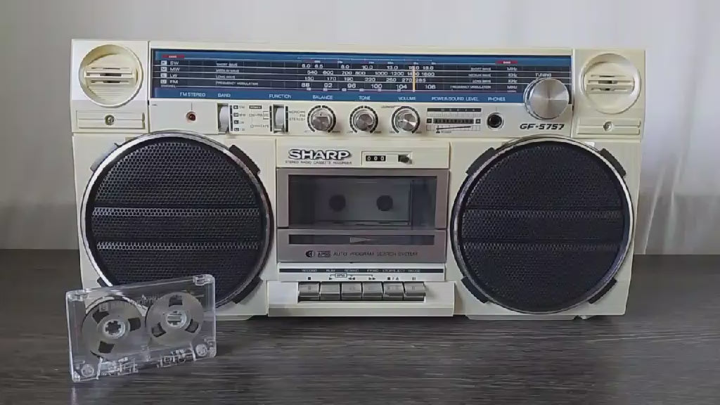 Sharp GF-5757 Rare Vintage  Boombox Cassette Ghetto blaster Serviced Warranty